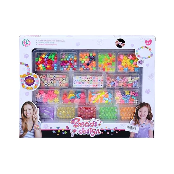 Ékszerkészítő készlet színes gyöngyökkel és betűkockákkal