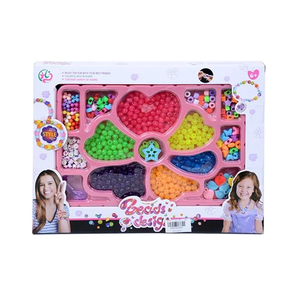 Ékszerkészítő szett színes gyöngyökkel és csillagokkal
