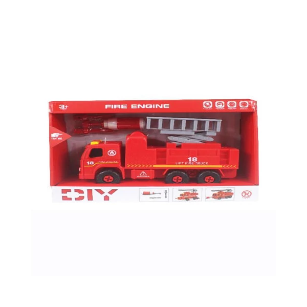 Szétszerelhető emelőkosaras tűzoltóautó hanggal és szerszámokkal