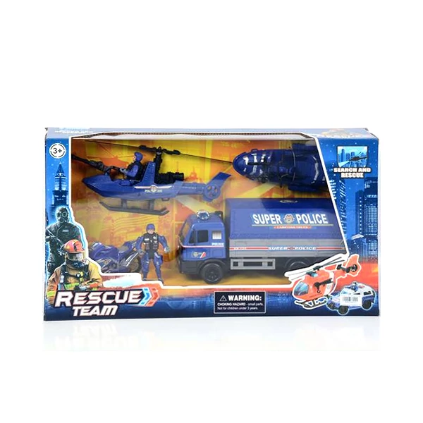 Rescue Team rendőrségi játék szett motorral
