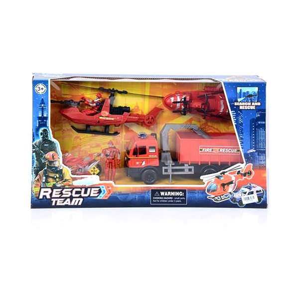 Rescue Team tűzoltósági játék szett járművekkel