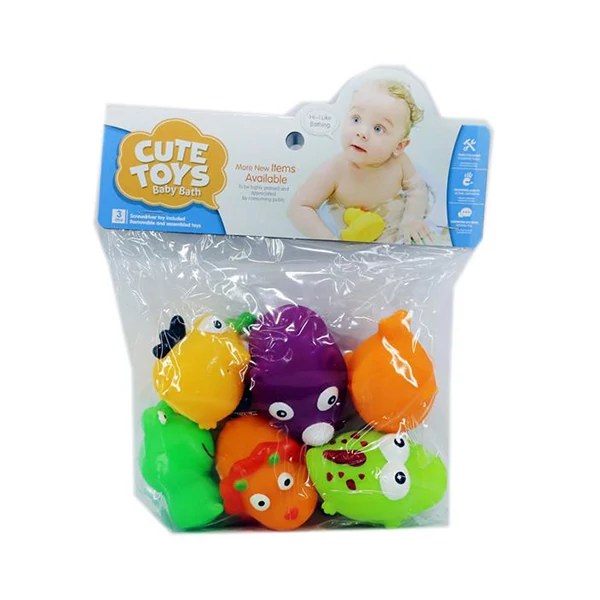 Szafari állatos puha fürdőjáték 6db-os szett