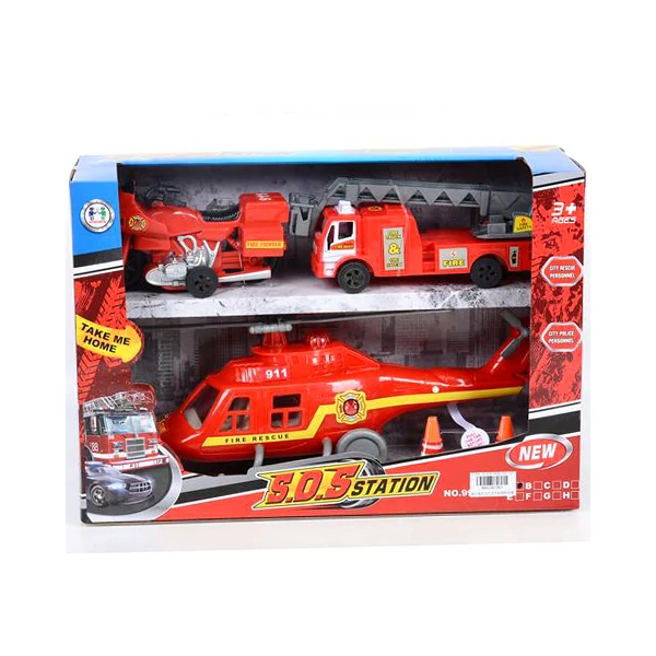 Tűzoltósági járműszett kiegészítőkkel 3db-os csomag