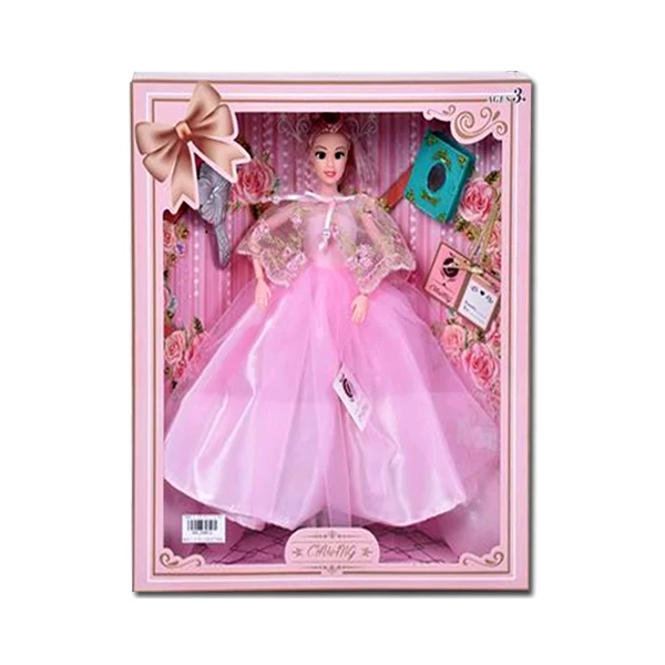 Divatbaba fésű és könyv kiegészítőkkel 30cm