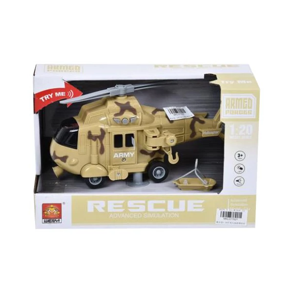 Harci helikopter fénnyel és hanggal 1/20 - homokszínű