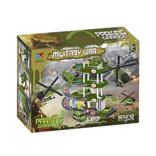 3-emeletes parkolóház harci járművekkel, fénnyel és hanggal