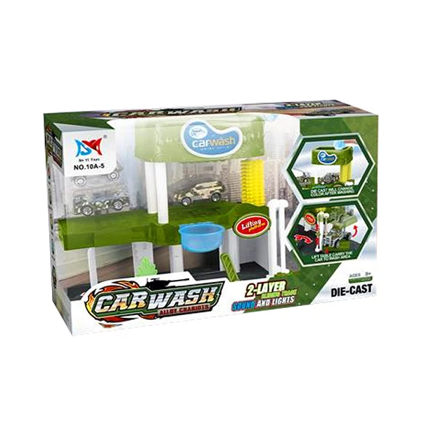 Emeletes autómosó katonai járművekkel, fénnyel és hanggal