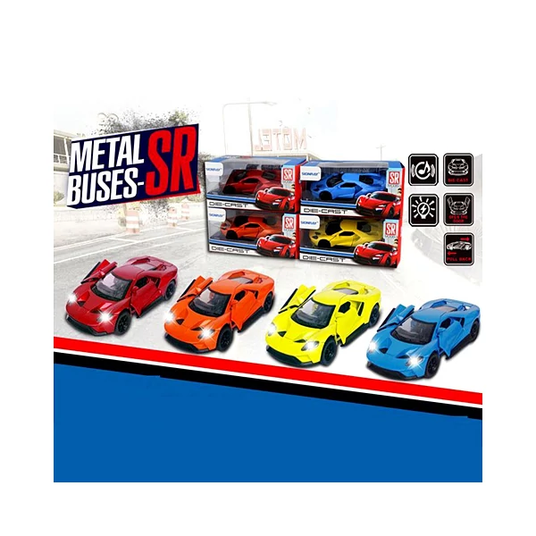 Fém hátrahúzós luxus sportautó fénnyel és hanggal 1/43