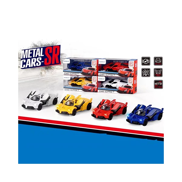 Fém hátrahúzós luxus sportkocsi fénnyel és hanggal 1/43