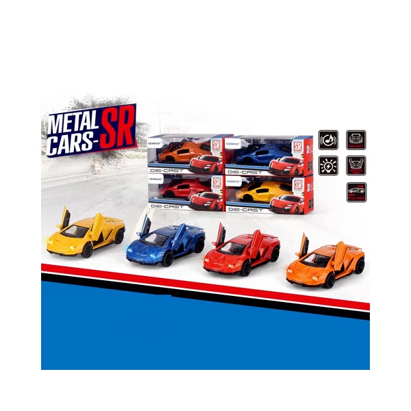 Fém hátrahúzós sportkocsi fénnyel és hanggal 1/43