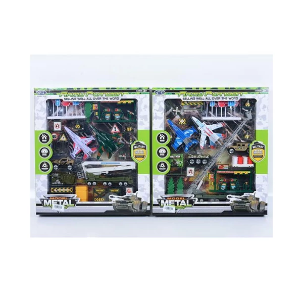 Katonai játékszett repülőkkel és kiegészítőkkel kétféle változatban