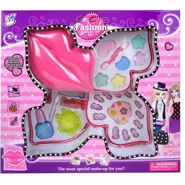 Száj alakú rózsaszín smink szett három szintes