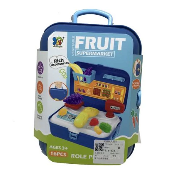 Zöldséges játékszett kék bőröndben kiegészítőkkel