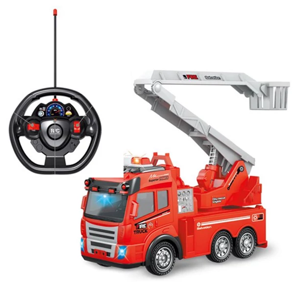 RC Távirányítós emelőkosaras tűzoltóautó fénnyel 1/43