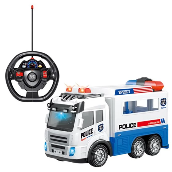 RC Távirányítós rendőrségi szállítóautó fénnyel 1/43