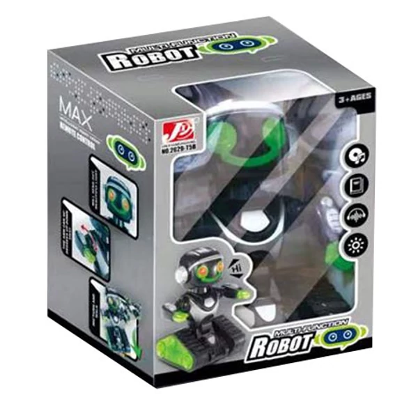 Interaktív távirányítós macrobot fekete-zöld színben fénnyel és hanggal