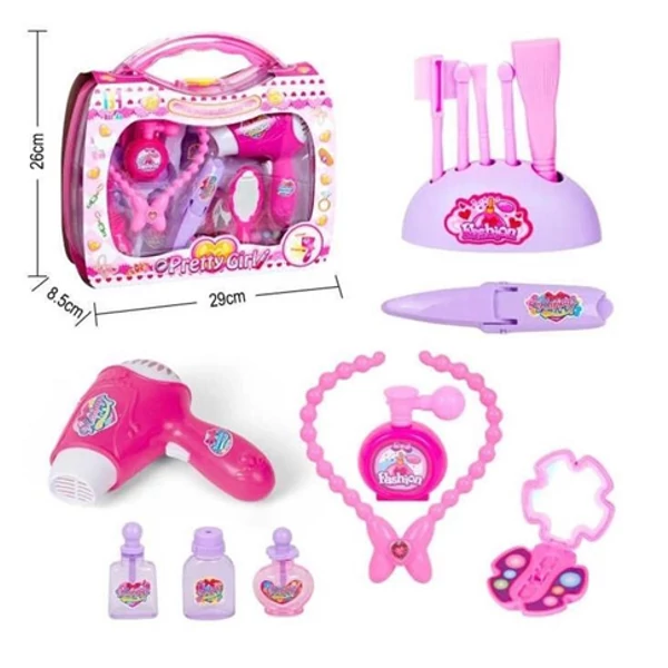 Szépségszett átlátszó-pink bőröndben kiegészítőkkel