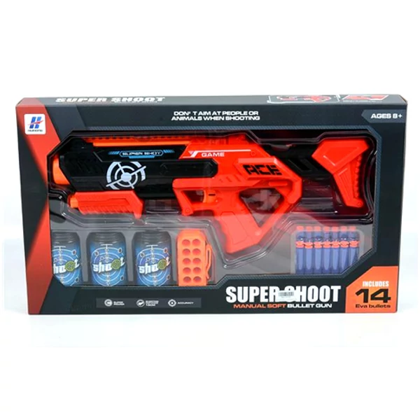 Super Shoot szivacslövő játék fegyver tölténnyel és kiegészítőkkel