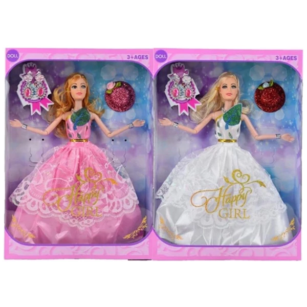 Happy Girl divatbaba estélyiruhában kalappal kétféle változatban 29cm