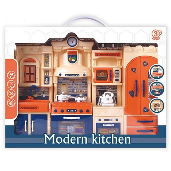 Modern Kitchen kék-narancs konyhaszett fénnyel és hanggal