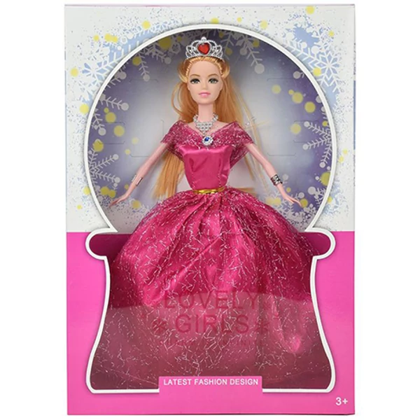 Hosszú szőke hajú divatbaba estélyi ruhában 29cm