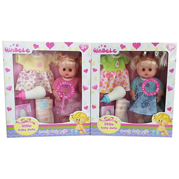 Quinbele kisbaba szett pelenkával, ruhával és kiegészítőkkel kétféle változatban