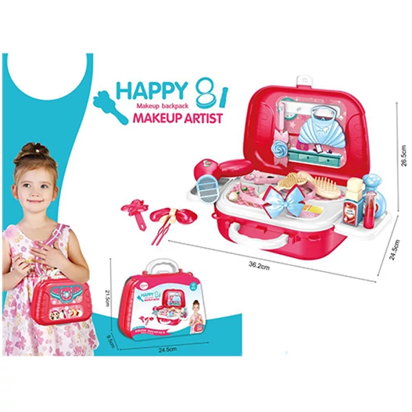 Hordozható piros fodrász készlet bőröndben 17db-os szett