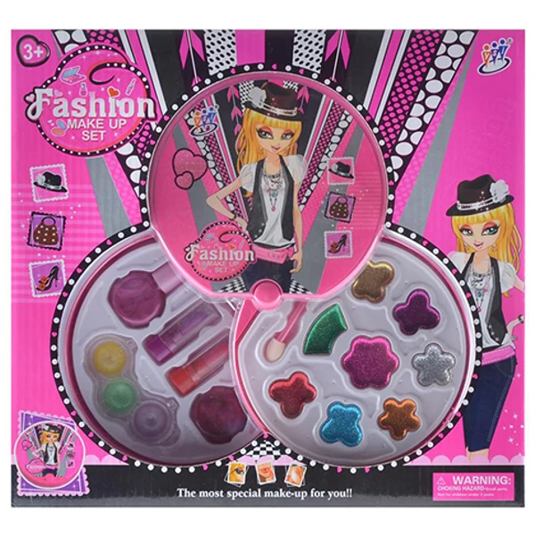 Smink készlet köralakú emeletes tálcákon csillogó színekkel