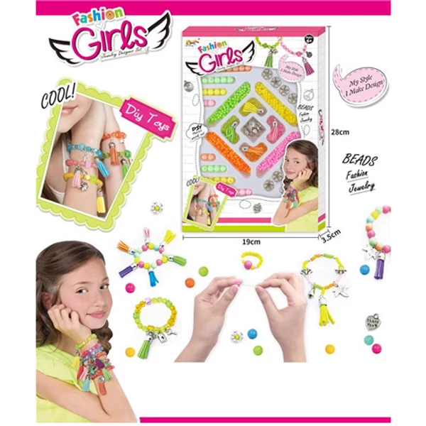 Fashion ékszerkészítő szett színes charmokkal és gyöngyökkel