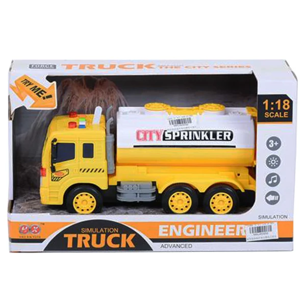 City Truck: Tartályos sárga teherautó fénnyel és hanggal 1/18