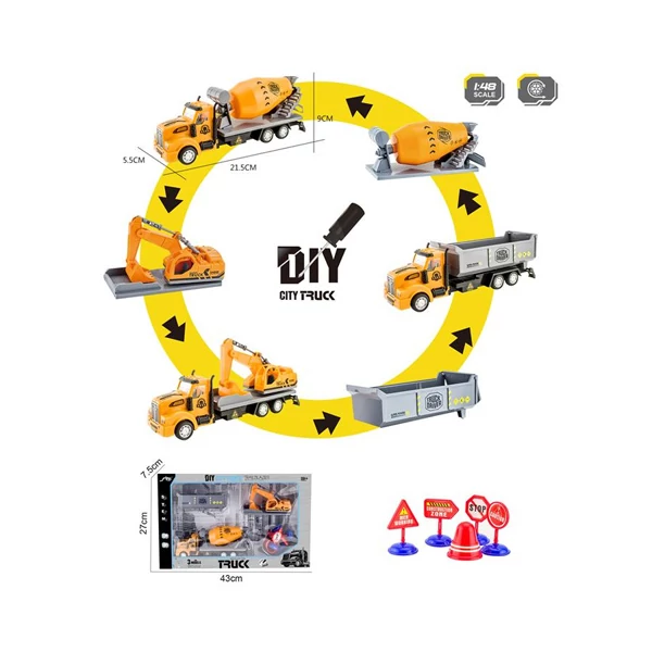City Truck Átalakítható építőipari teherautó jelzőtáblákkal 1/48