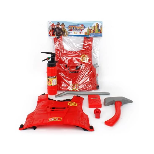 Tűzoltó játékszett páncéllal és kiegészítőkkel