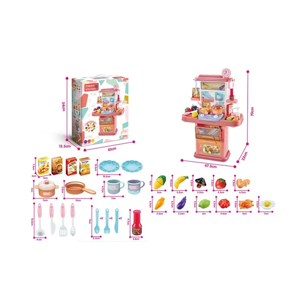 Lányos játékkonyha kiegészítőkkel 70x47,5x22cm
