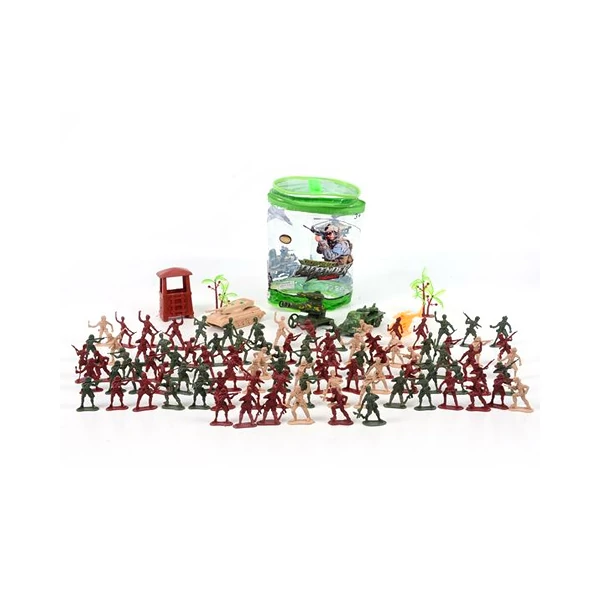 Műanyag játékkatona szett kiegészítőkkel