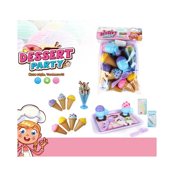 Színes műanyag fagyis játékszett kiegészítőkkel