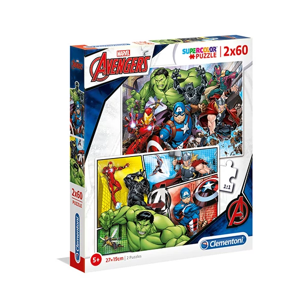 Marvel Bosszúállók Supercolor 2 az 1-ben puzzle 2x60db-os - Clementoni