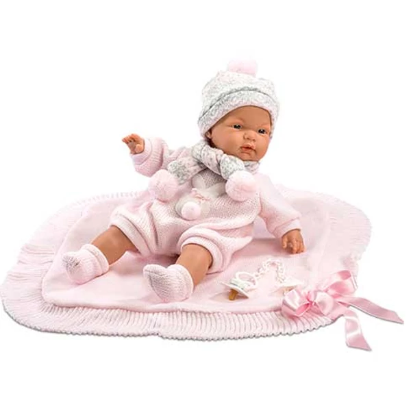 Újszülött lány baba takaróval és cumival 38cm (38938)