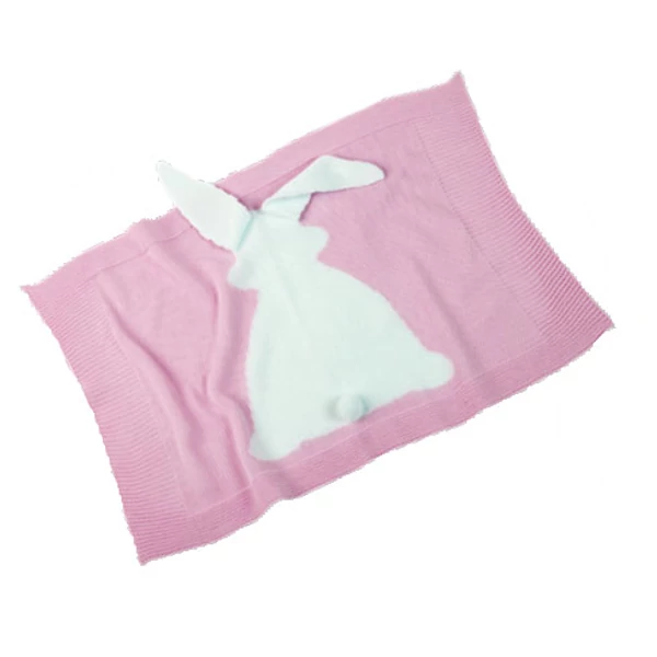 Llorens: Rózsaszín nyuszis pléd újszülött babáknak (00102)