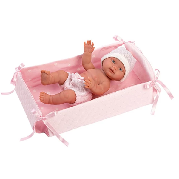 Llorens: Bebita 26cm-es kislány baba kisággyal (26300)