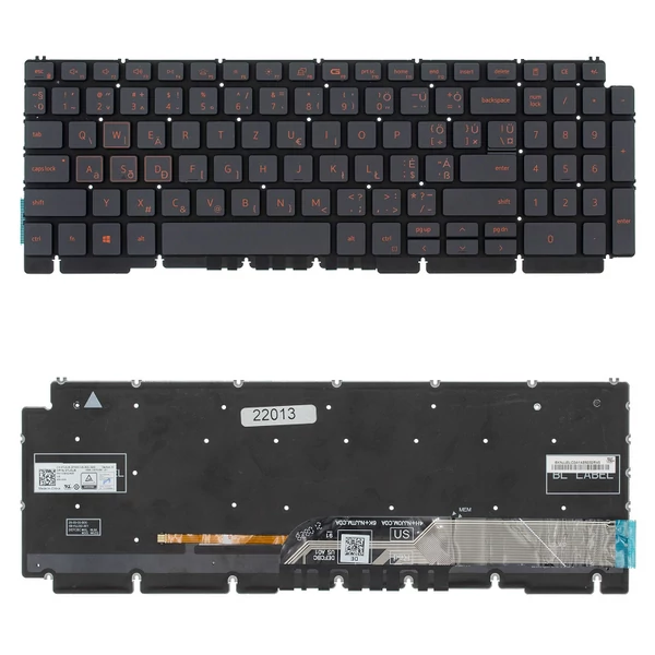 0GDN50 gyári új (US angol) magyarított fekete háttérvilágított laptop billentyűzet, keret nélkül