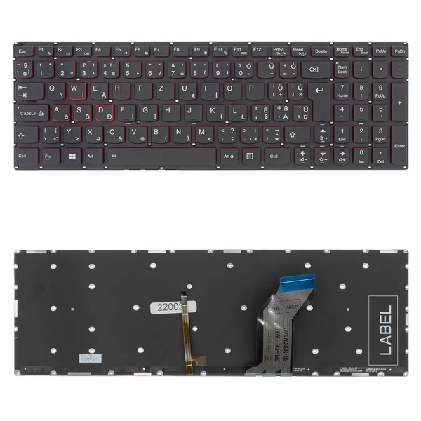 5CB0K25535 gyári új magyarított fekete - piros háttérvilágításos laptop billentyűzet, keret nélkül