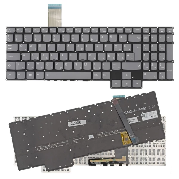 5CB1C93141 gyári új magyar RGB háttérvilágításos szürke laptop billentyűzet, keret nélkül