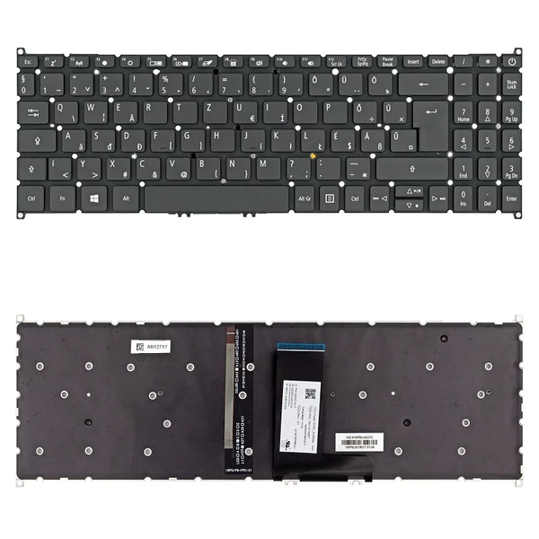 6B.HF8N2.020 gyári új magyar fekete háttérvilágításos laptop billentyűzet, keret nélkül