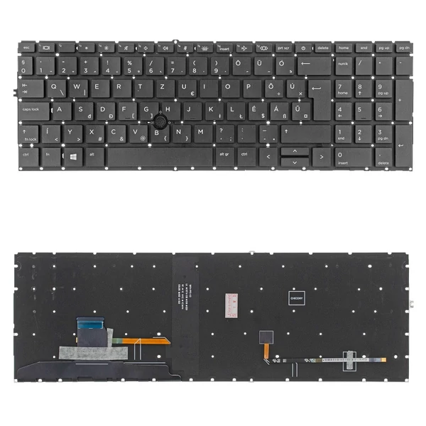 M07491-211 gyári új magyar fekete, háttérvilágításos laptop billentyűzet, keret nélkül