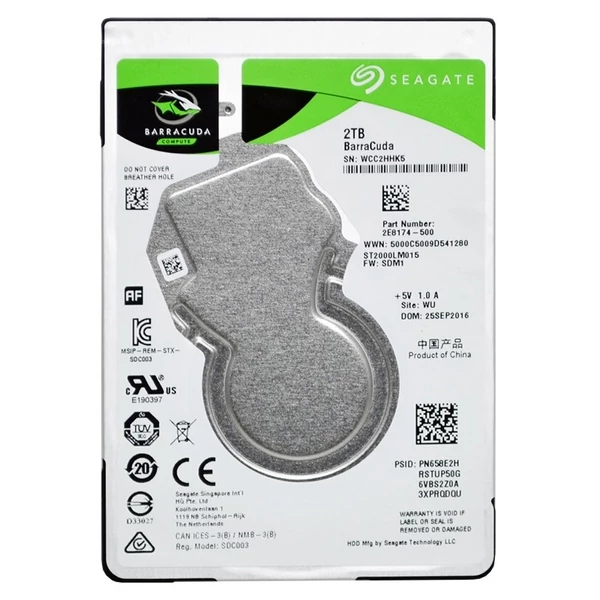 Seagate Barracuda ST2000LM015 2TB SATA 2,5" gyári új laptop winchester