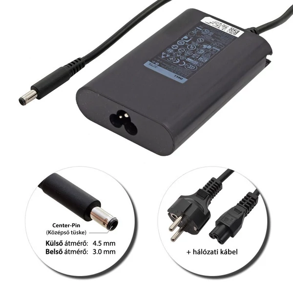 Dell 19.5V 4.62A (90W) 4.5x3.0mm gyári új töltő