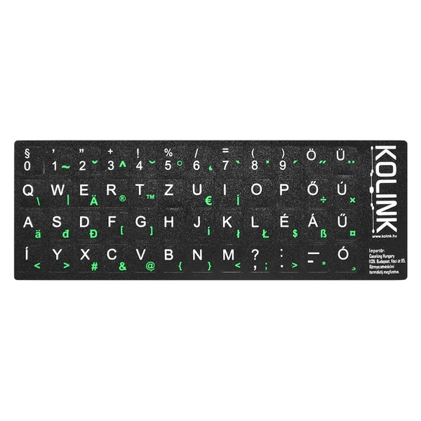 Kolink billentyűzet matrica - fekete alapon fehér