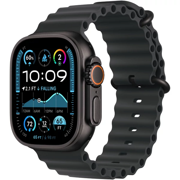 Apple Watch Ultra 2 49mm LTE okosóra fekete titán tok (titanium black) fekete ocean pánttal (black ocean band) (MX4P3) - Apple Garancia