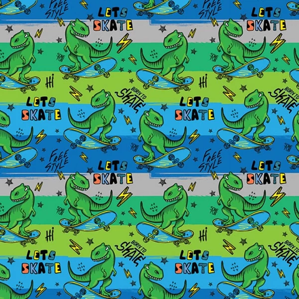 Gördeszkázó T-Rex mintás csomagolópapír 100x70cm