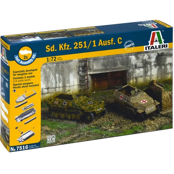 Italeri 1/72 Sd. Kfz. 251/1 Ausf. C féllánctalpas páncélozott járművek 2db-os makett szett